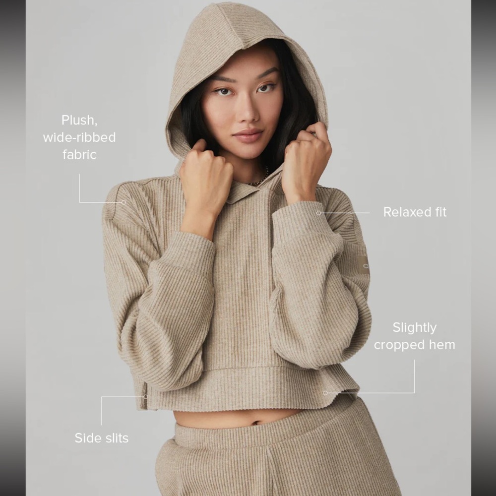 ALO Yoga Tan Ribbed Hoodie
